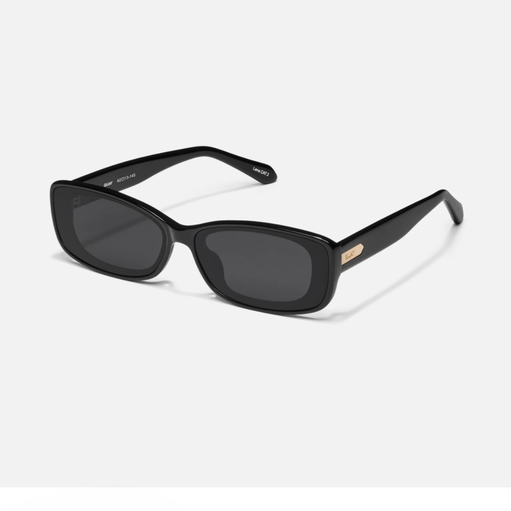 Quay Vibe Check Black Rectangular Sunglasses New … - image 3